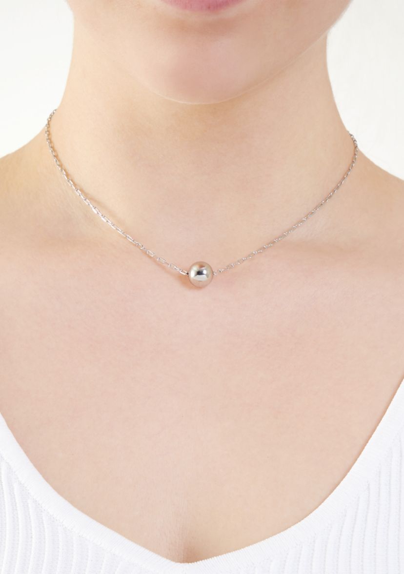 Silver Plated 10 Millimeter Ball Necklace