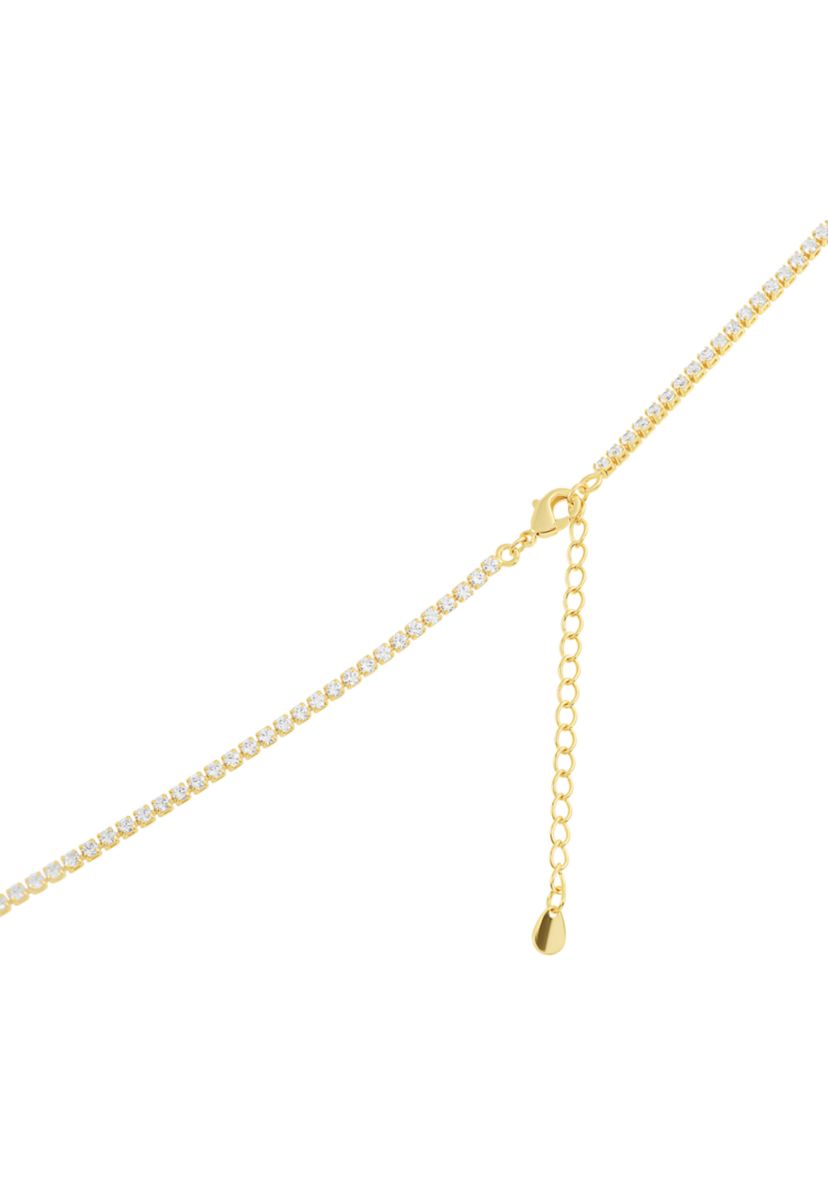Gold Plated Cubic Zirconia Flower Necklace