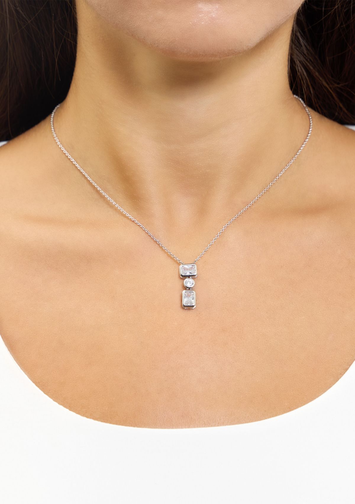 Cubic Zirconia Geometric Necklace
