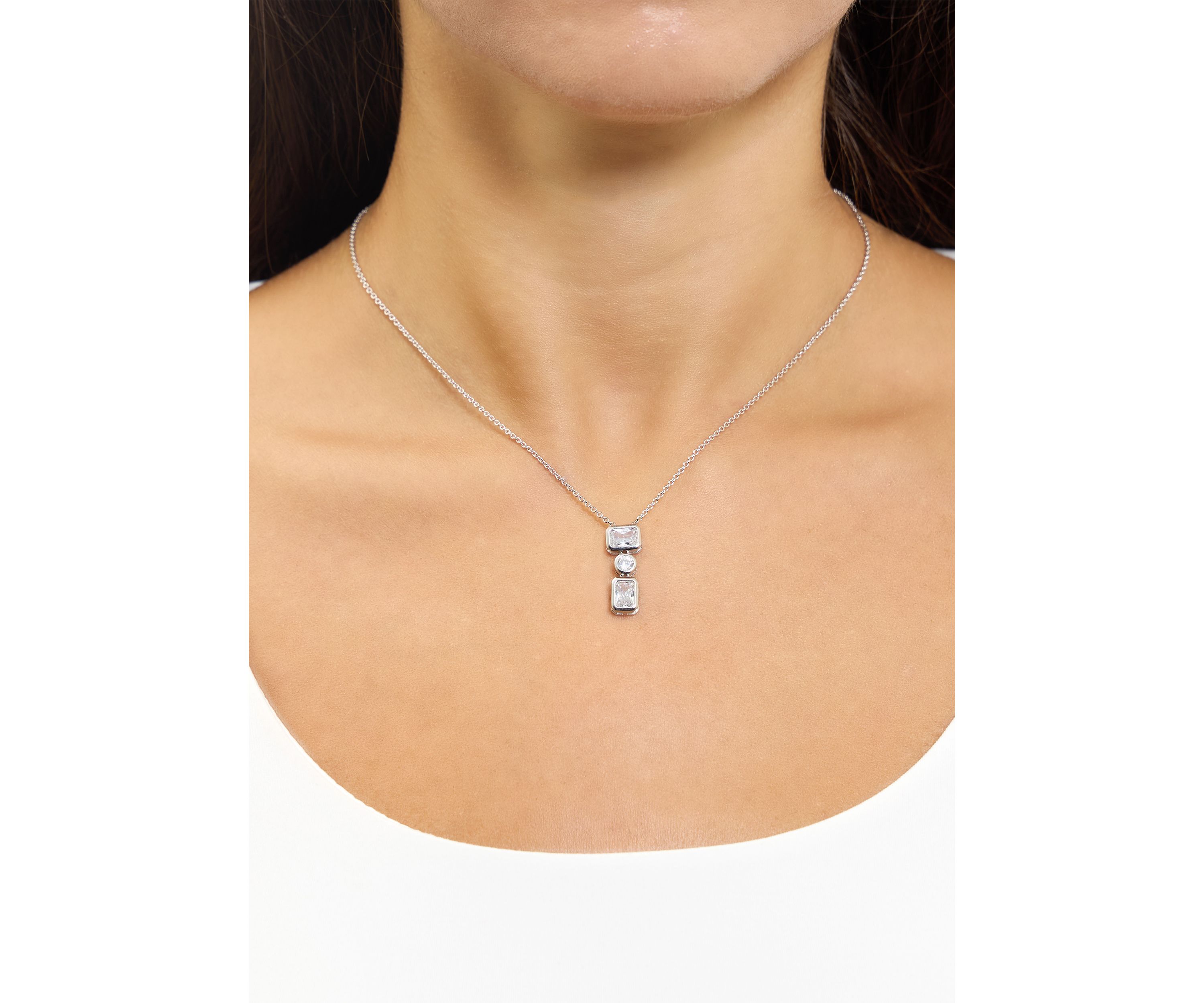 Cubic Zirconia Geometric Necklace