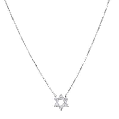 Belk Silverworks Silver Plated 16+2" Cubic Zircoia Star of David Necklace