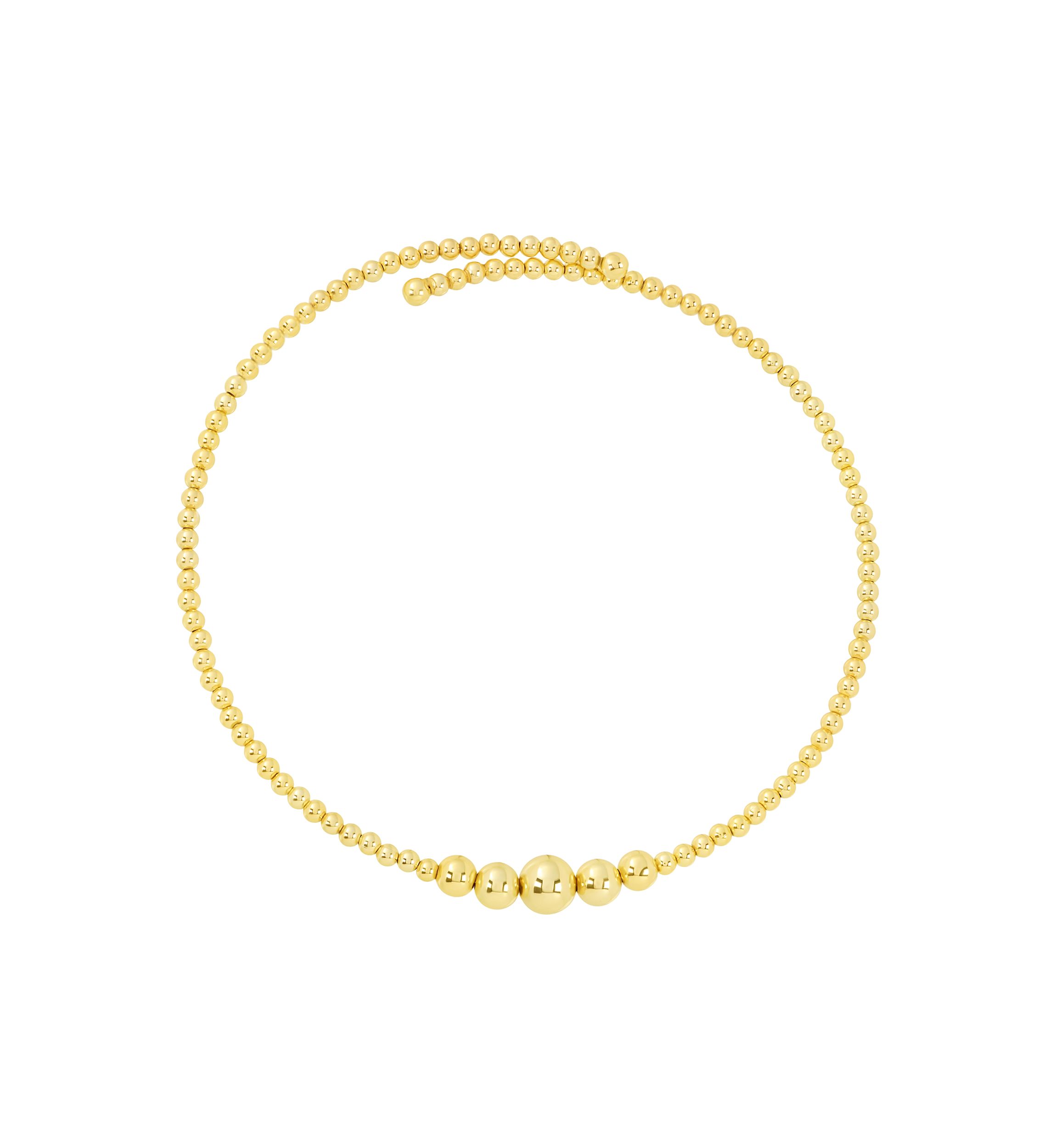 Gold Plated 16" Graduated Bead Choker Necklace 
