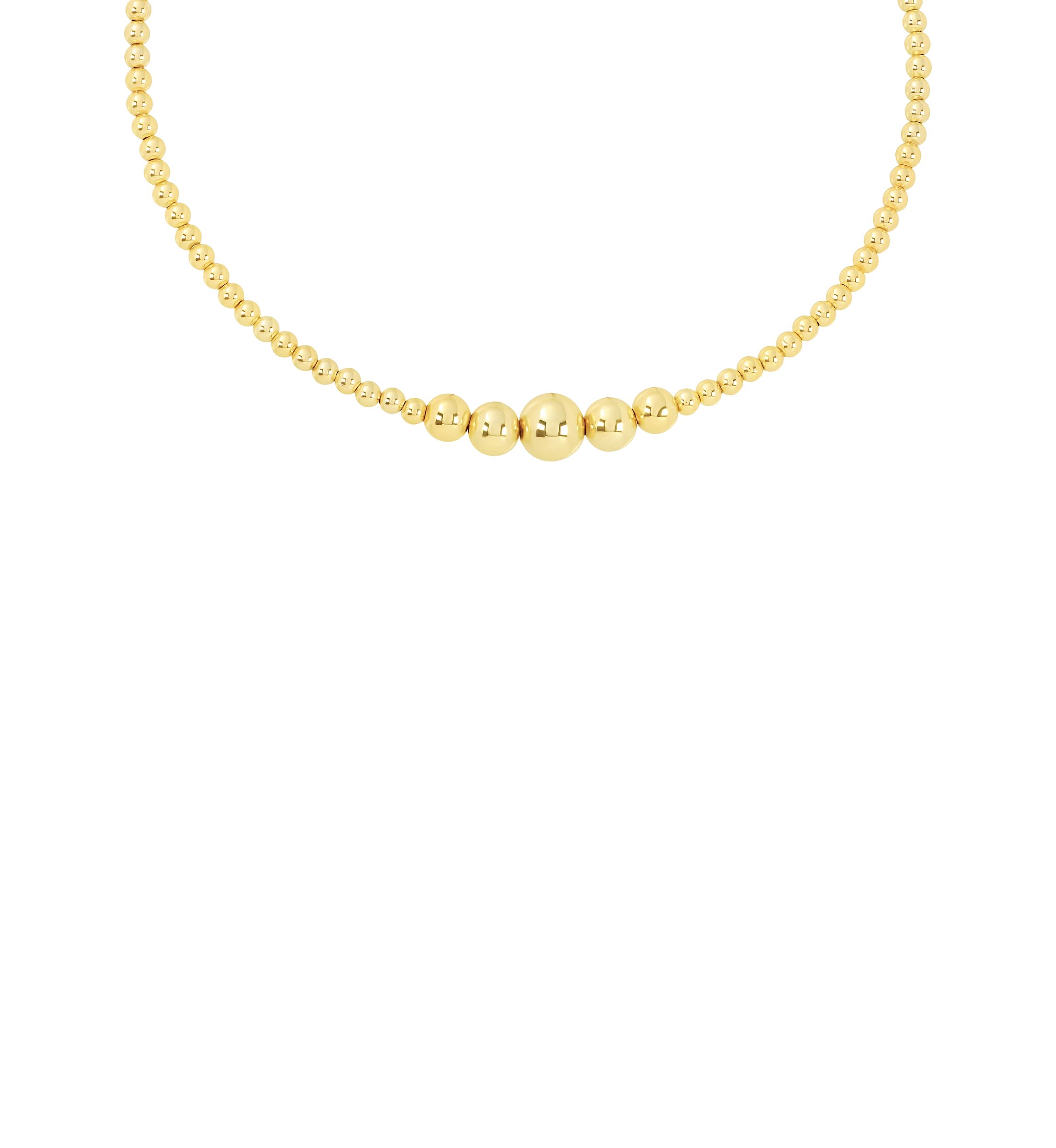 Gold Plated 16" Graduated Bead Choker Necklace 