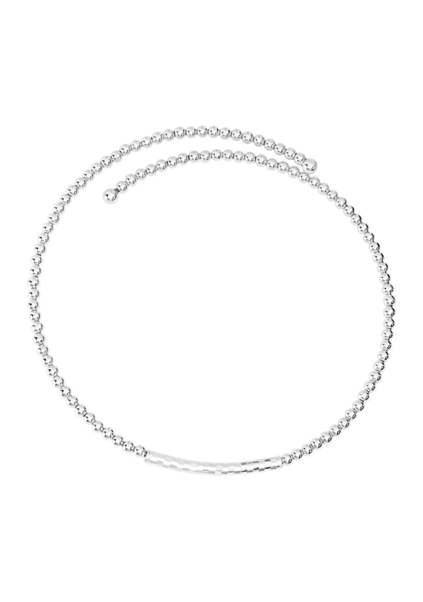 Belk Silverworks Silver Plated Beaded Bar Choker Necklace Belk