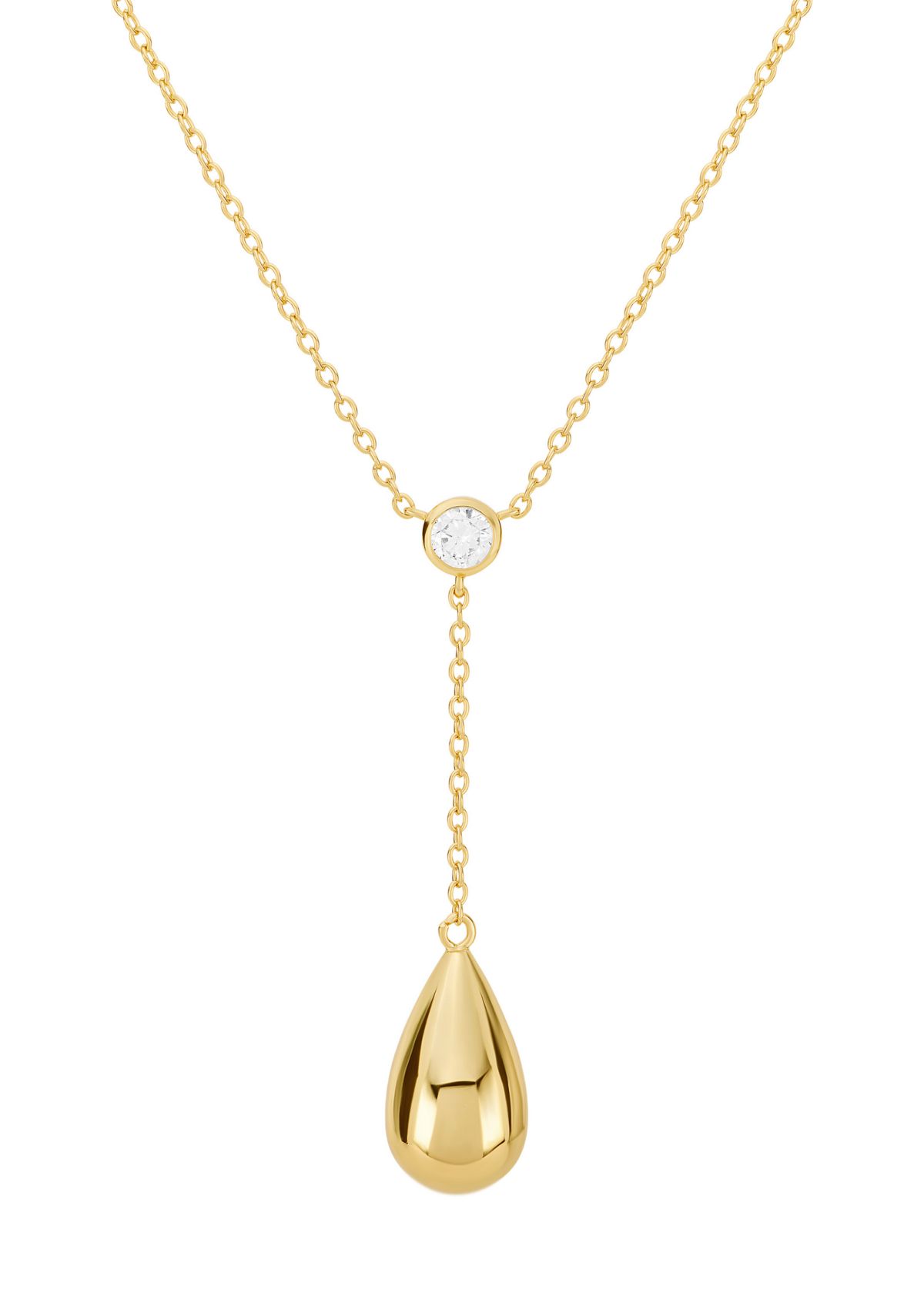   Cubic Zirconia gold plated Teardrop Y Necklace