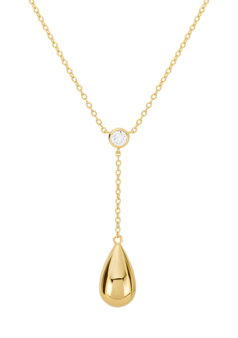   Cubic Zirconia gold plated Teardrop Y Necklace