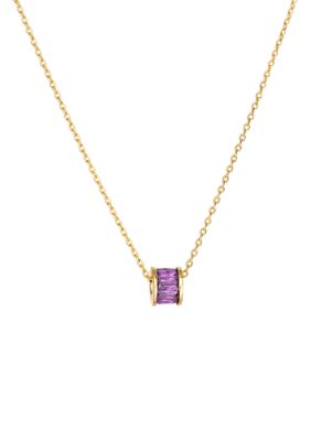 Belk Silverworks Gold Plated Cubic Zirconia Birthstone Spinning Barrel Necklace, Pink, 16 in