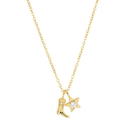 Belk Silverworks Gold Plated 18" + 2" Crystal Boot and Star Charm Necklace