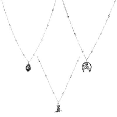 Belk Silverworks Silver Plated 3pc. Hat, Boot and Horse Necklace Set