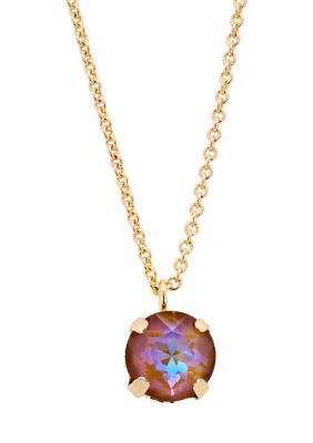 Belk Silverworks Gold Plated Luminous Cubic Zirconia Round Pendant Necklace, 16 in
