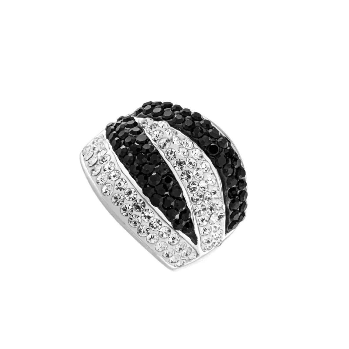 Silver Plated Crystal Pave Stripe Ring Size 7