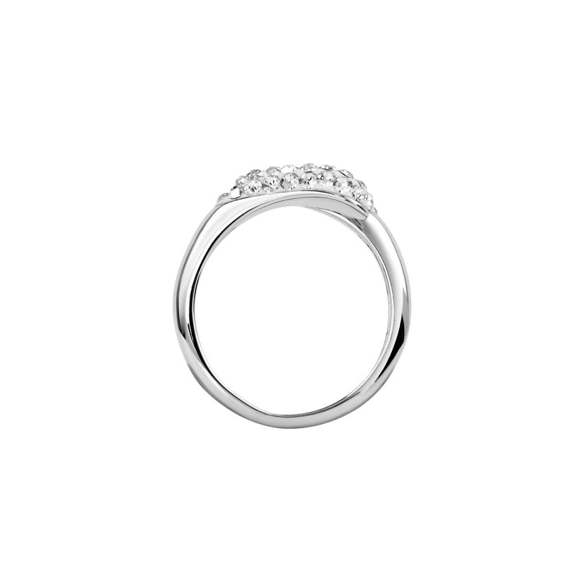Silver Plated Crystal Bypass Ring