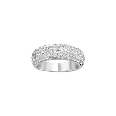 Belk Silverworks Fine Silver Plated Clear Crystal Pave Multi Row Band Ring Size 7 -  5800408BR08007