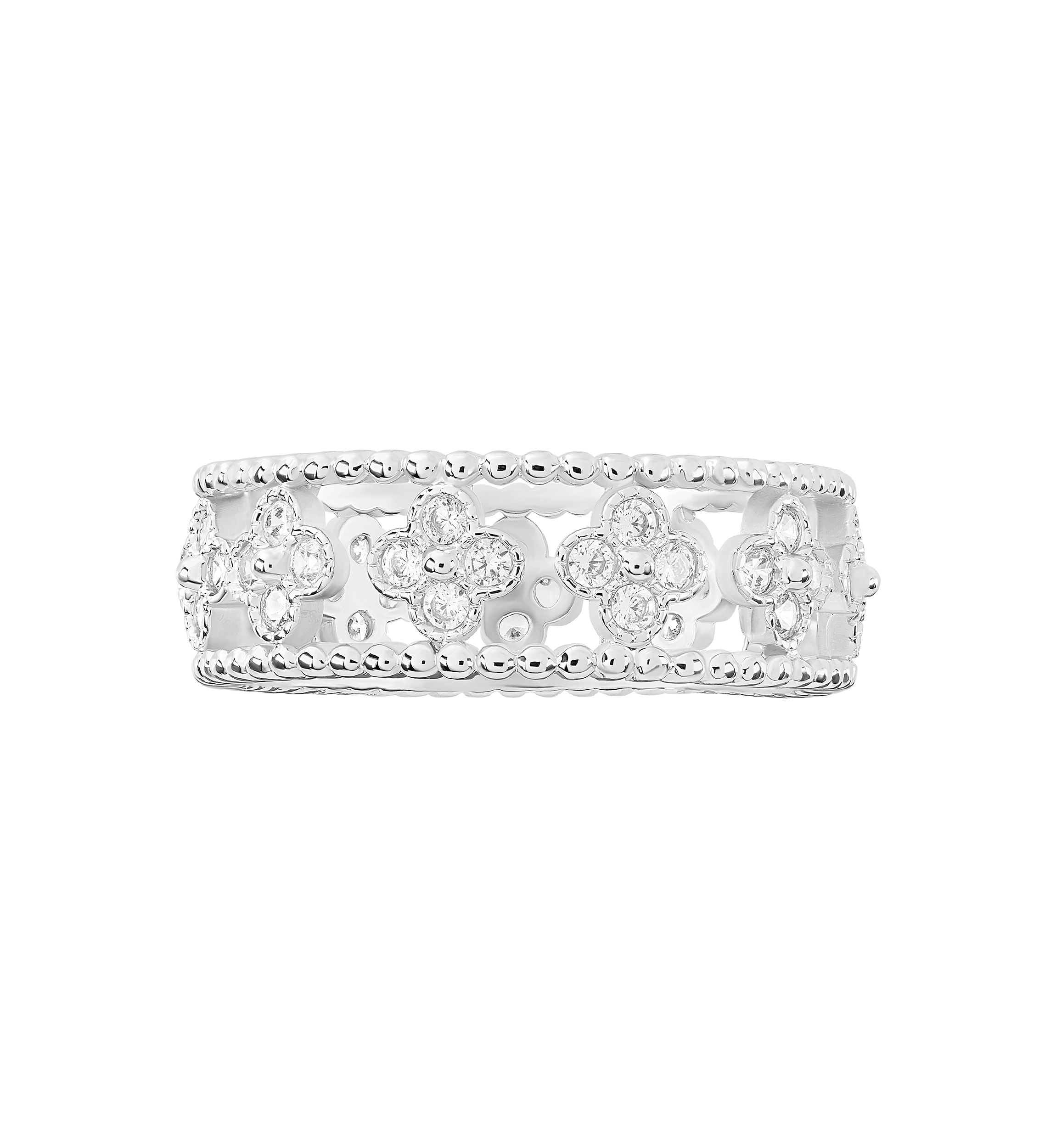 Plated Cubic Zirconia Floral Band Ring