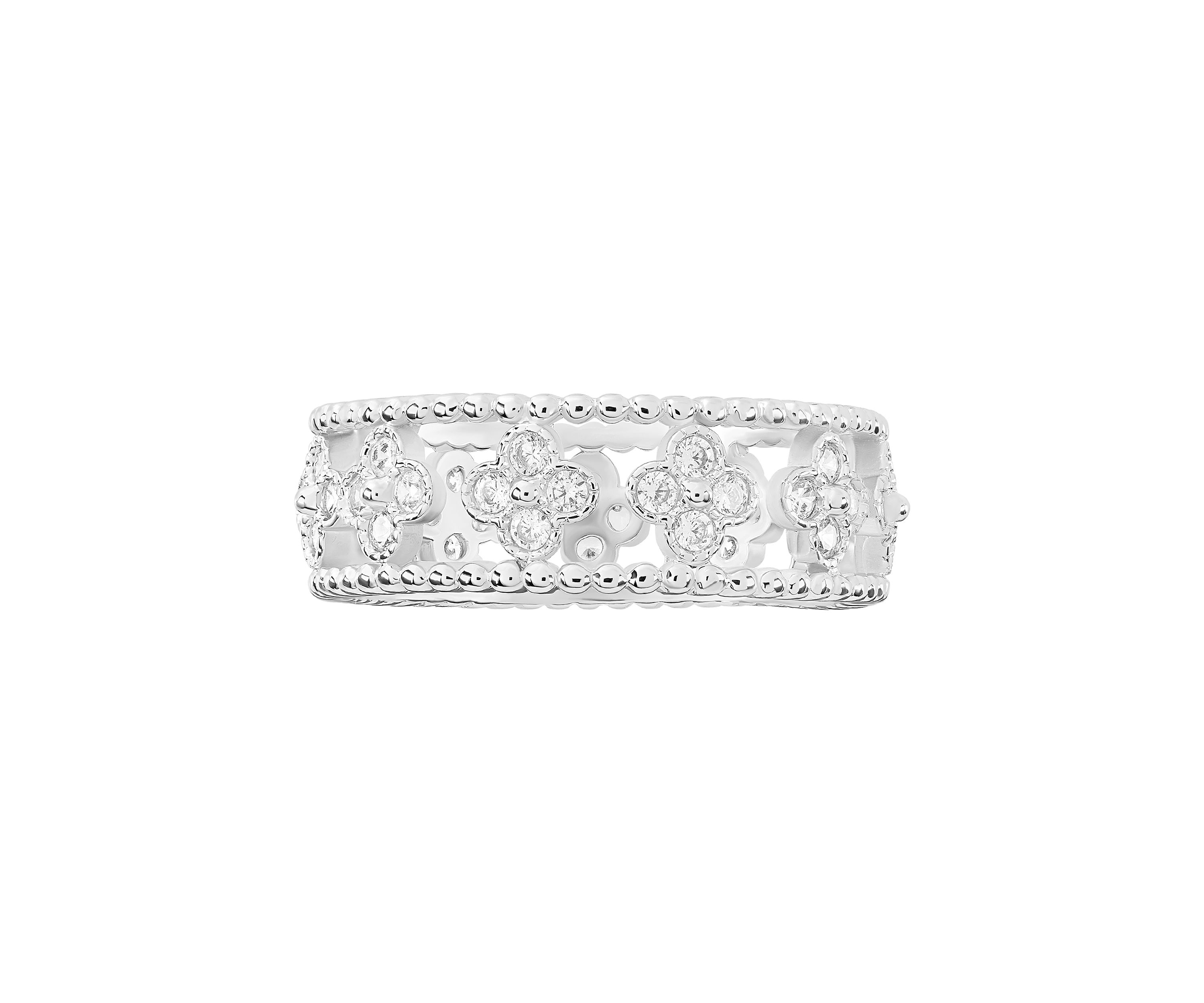 Plated Cubic Zirconia Floral Band Ring