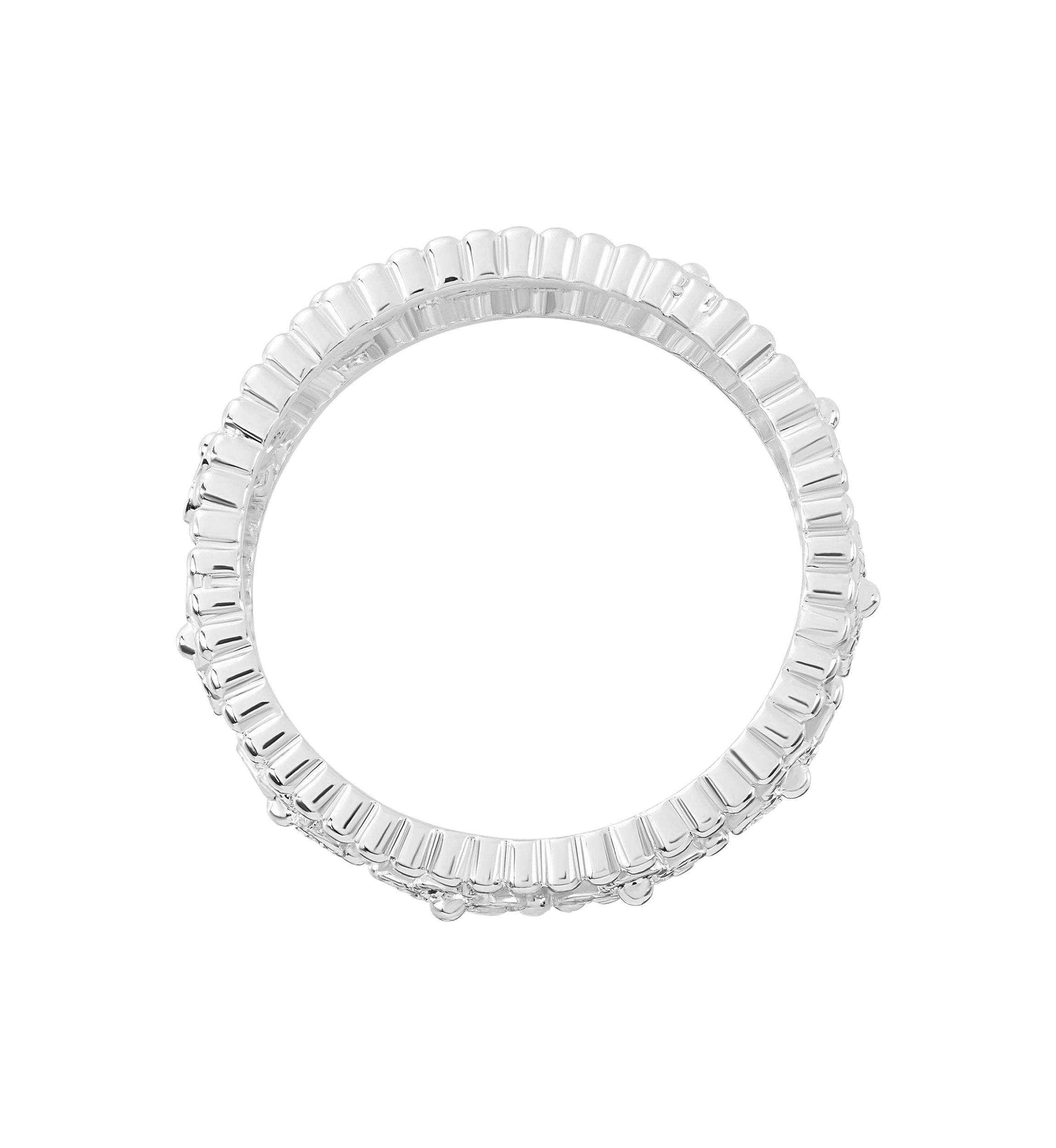 Plated Cubic Zirconia Floral Band Ring