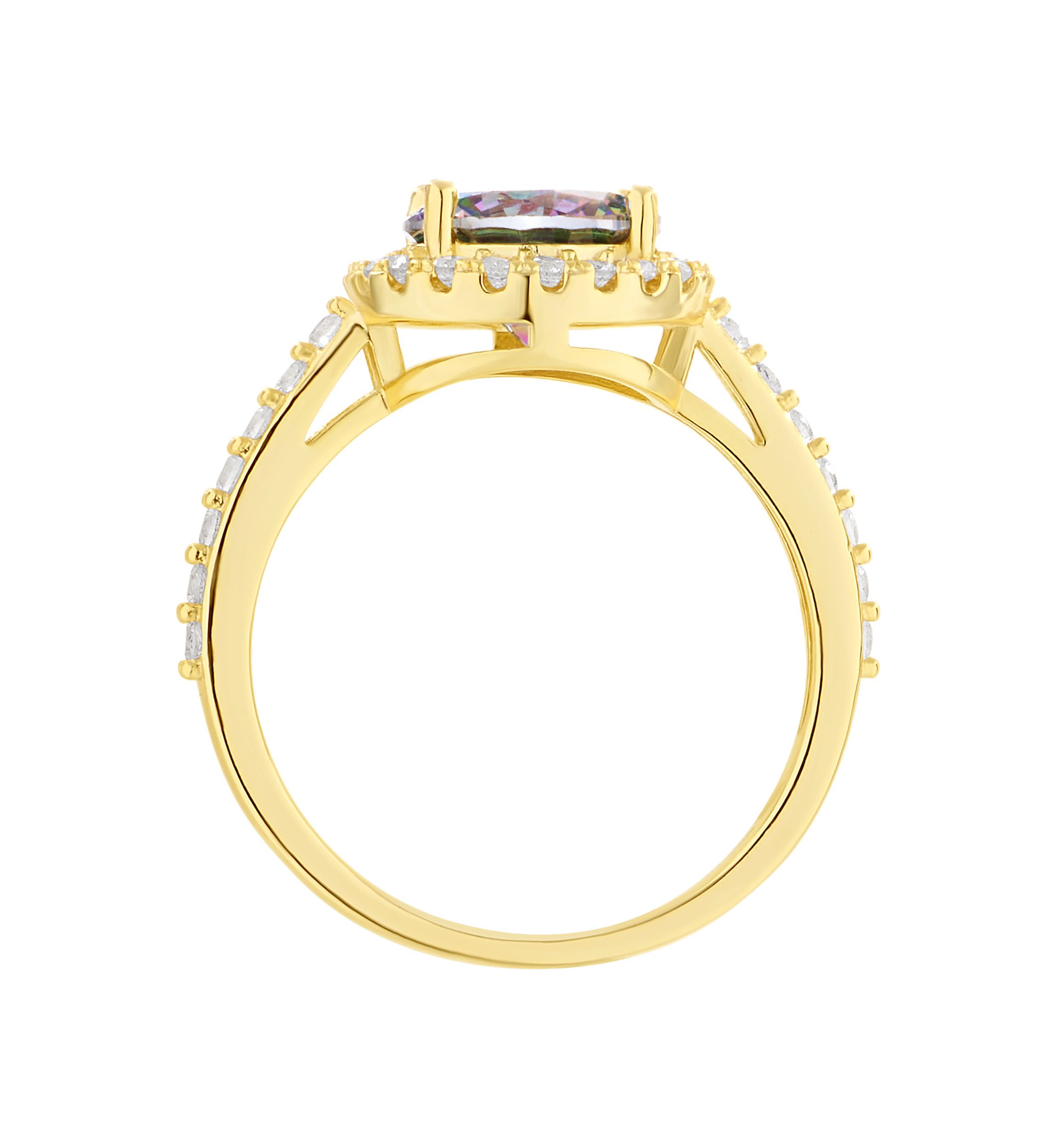 Gold Plated Mystic Cubic Zirconia Halo Ring