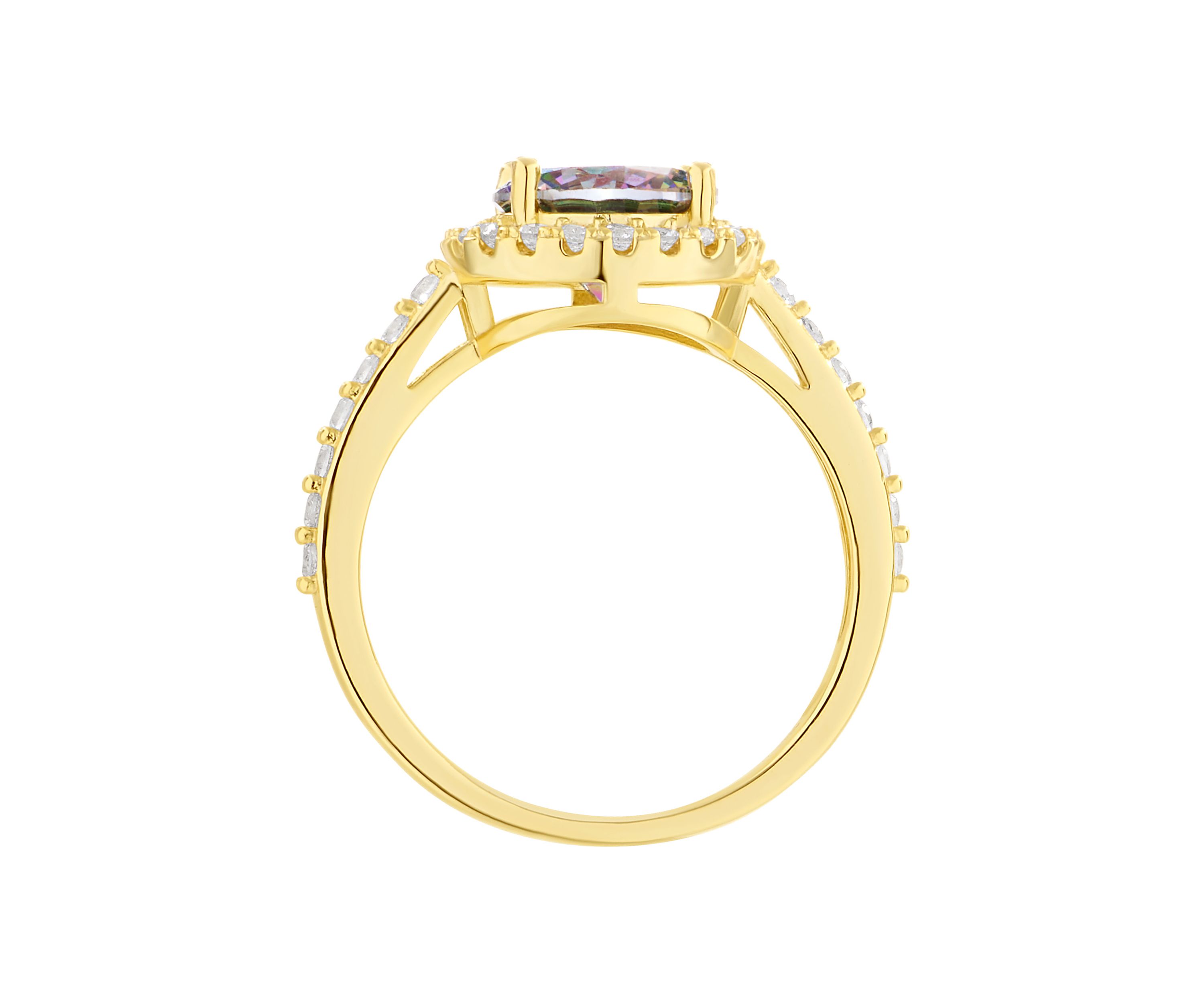 Gold Plated Mystic Cubic Zirconia Halo Ring