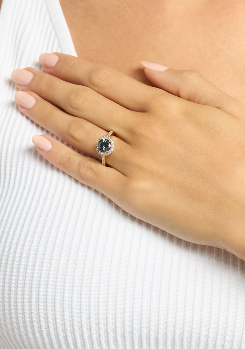 Gold Plated Mystic Cubic Zirconia Halo Ring