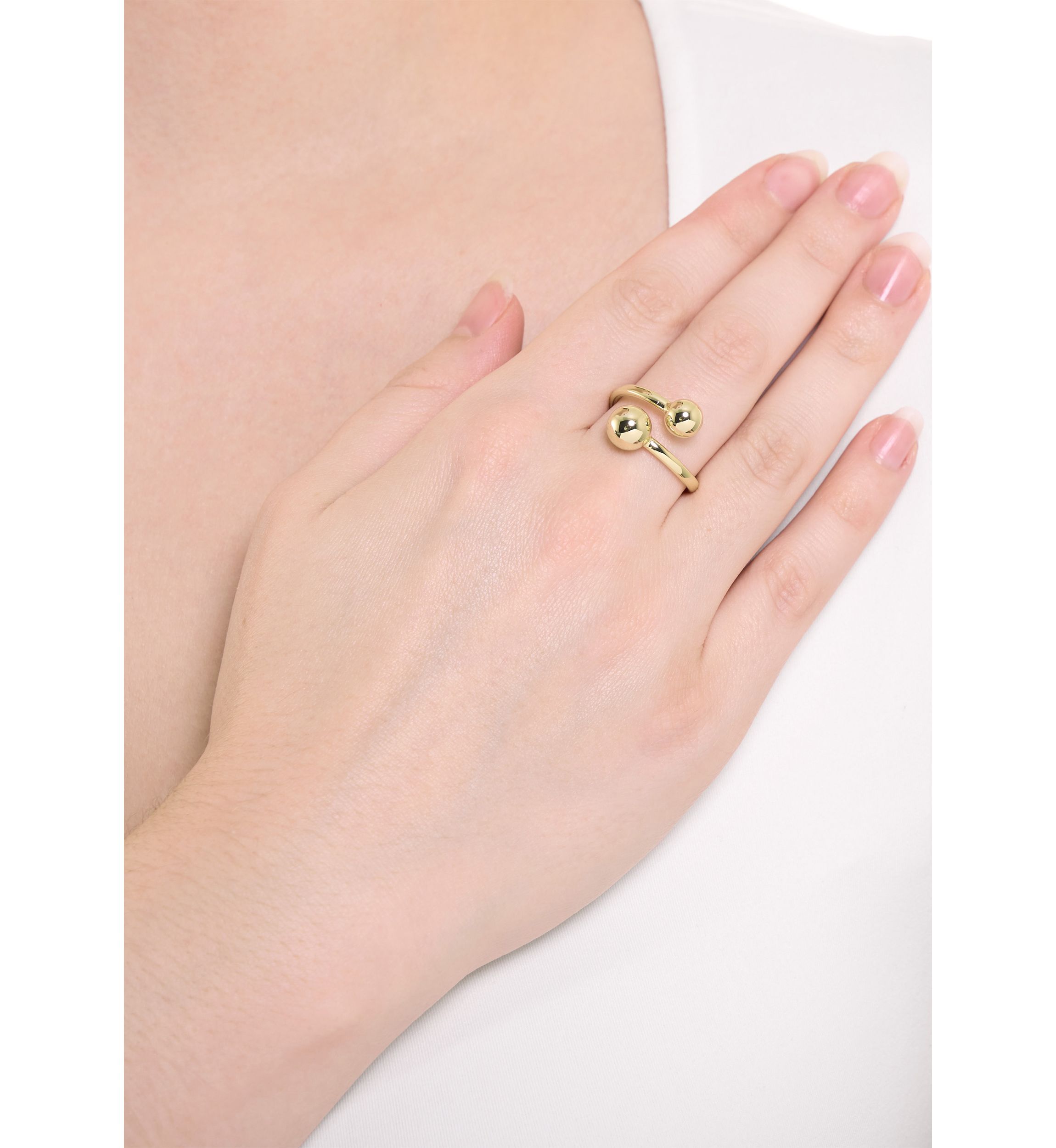 Gold Plated Double Ball Bypass Ring