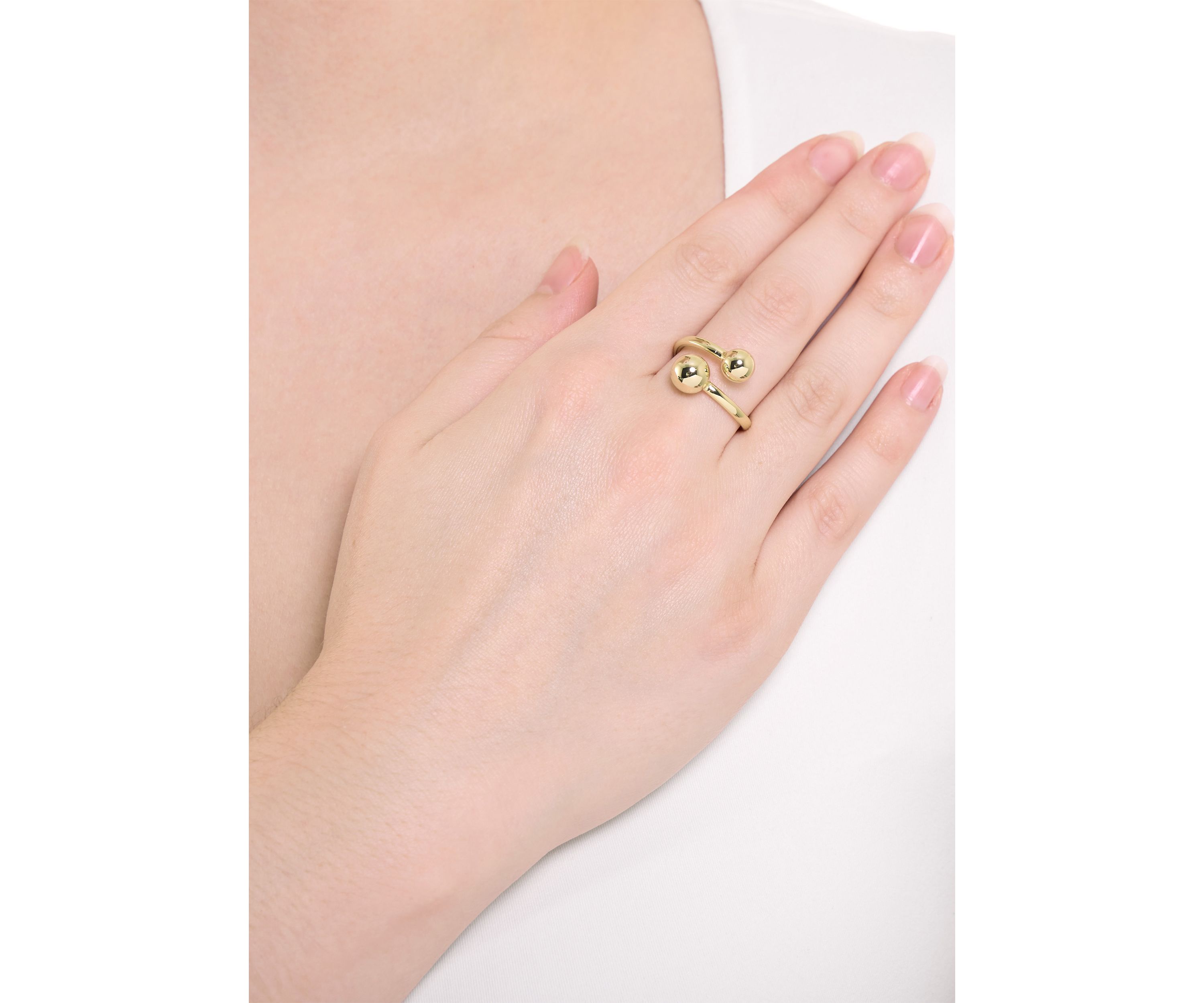 Gold Plated Double Ball Bypass Ring