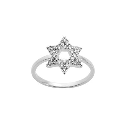 Belk Silverworks Silver Plated Cubic Zirconia Star of David Ring- Size 7