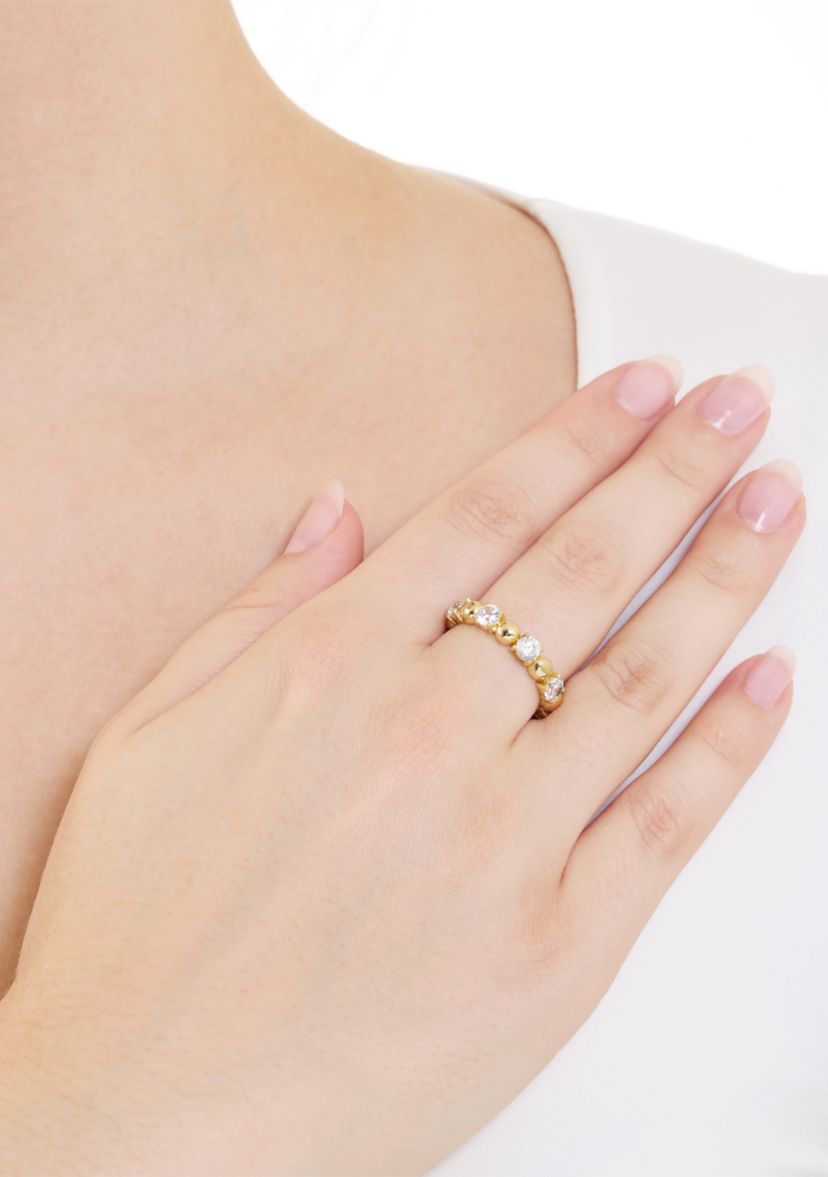 Gold Plated Cubic Zirconia Stackable Band Ring