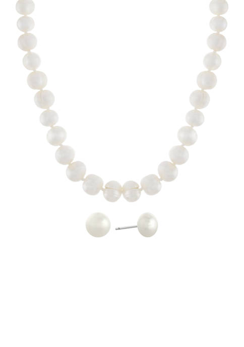 Belk Silverworks Boxed Sterling Silver Pearl Necklace and