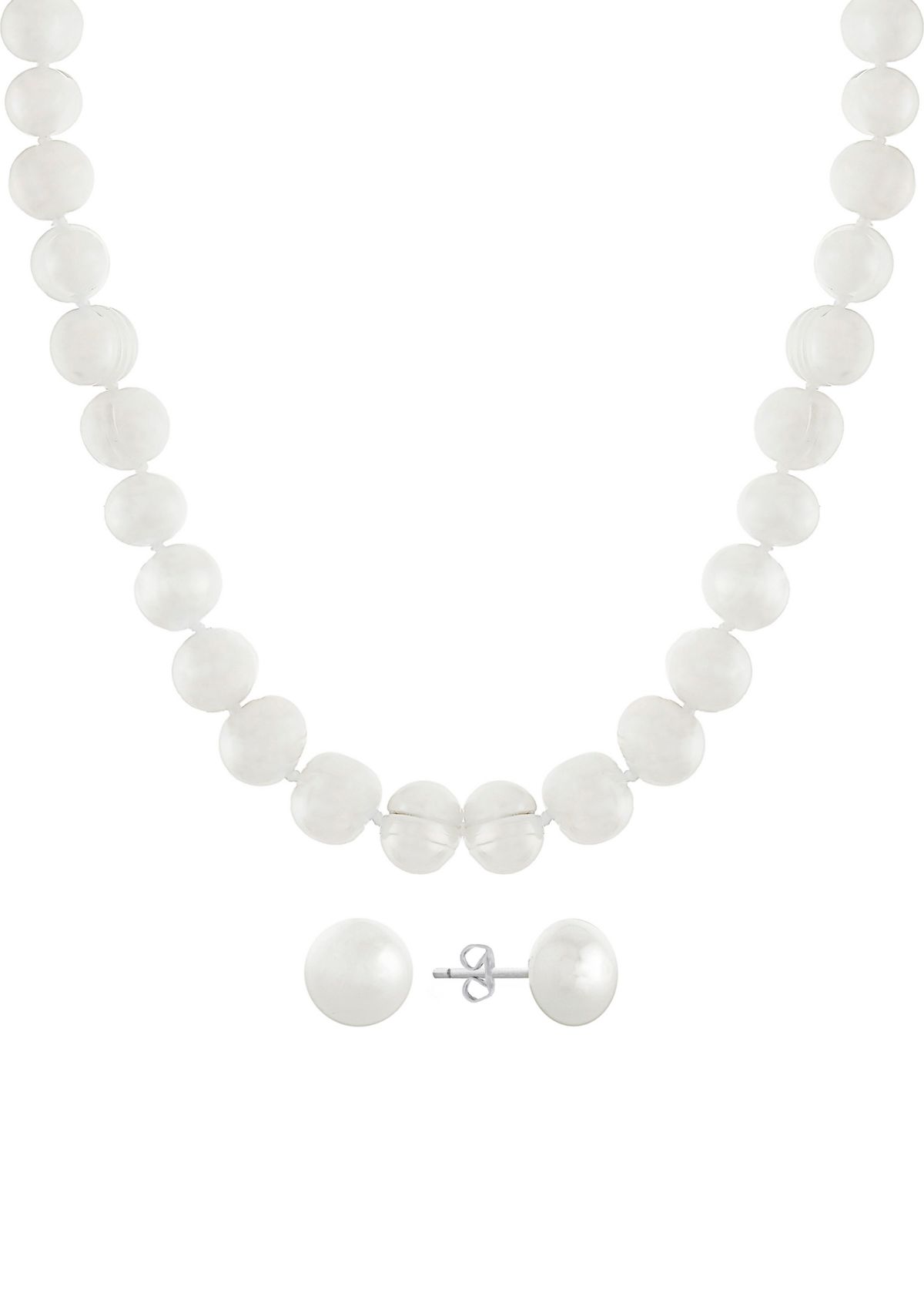 Freshwater Pearl Sterling Silver Necklace and Pearl Stud Earring Set