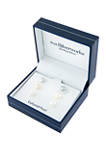 Boxed Sterling Silver 7-7.5 Millimeter Tri-Color Pearl Stud Earring Set