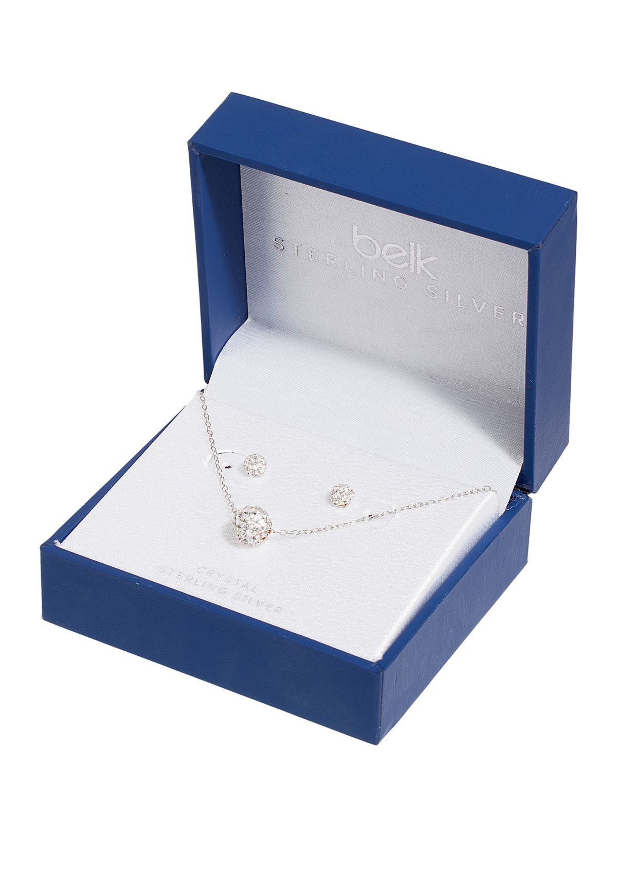 Boxed Crystal Ball Necklace and Stud Earring Set