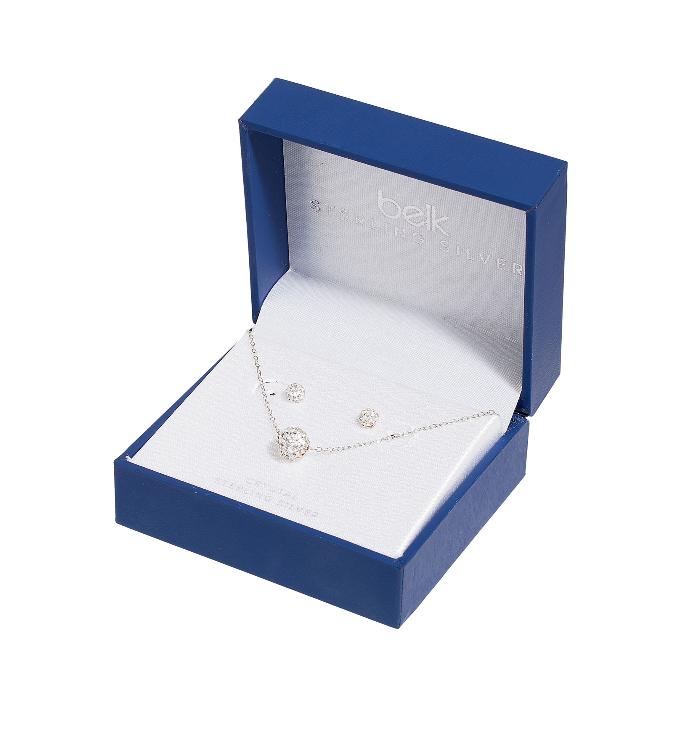 Boxed Crystal Ball Necklace and Stud Earring Set