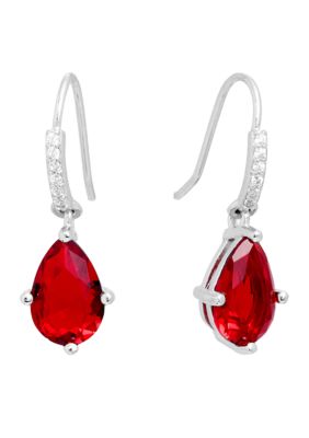 Belk Silverworks Boxed Sterling Silver 10 Millimeter Crystal Teardrop with Cubic Zirconia Drop Earrings