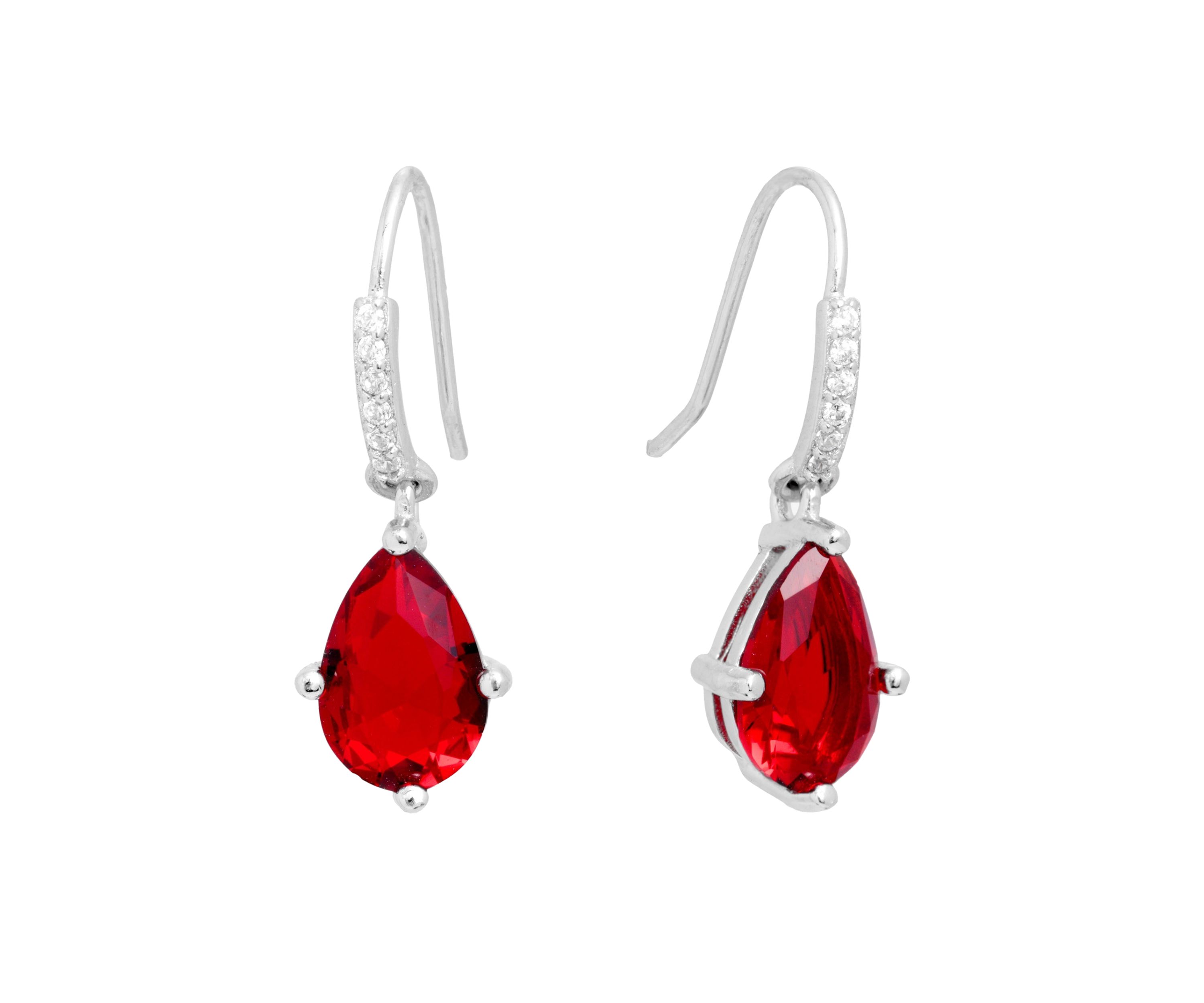Boxed Sterling Silver 10 Millimeter Crystal Teardrop with Cubic Zirconia Drop Earrings