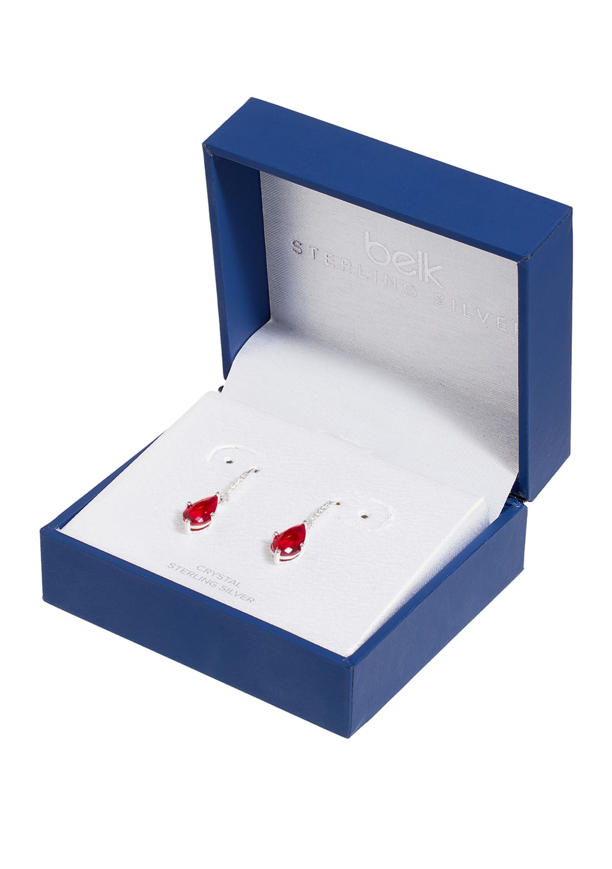 Boxed Sterling Silver 10 Millimeter Crystal Teardrop with Cubic Zirconia Drop Earrings