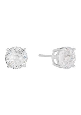 Belk Sterling Silver Sterling Silver Cubic Zirconia Solitaire Stud Earrings, Blue