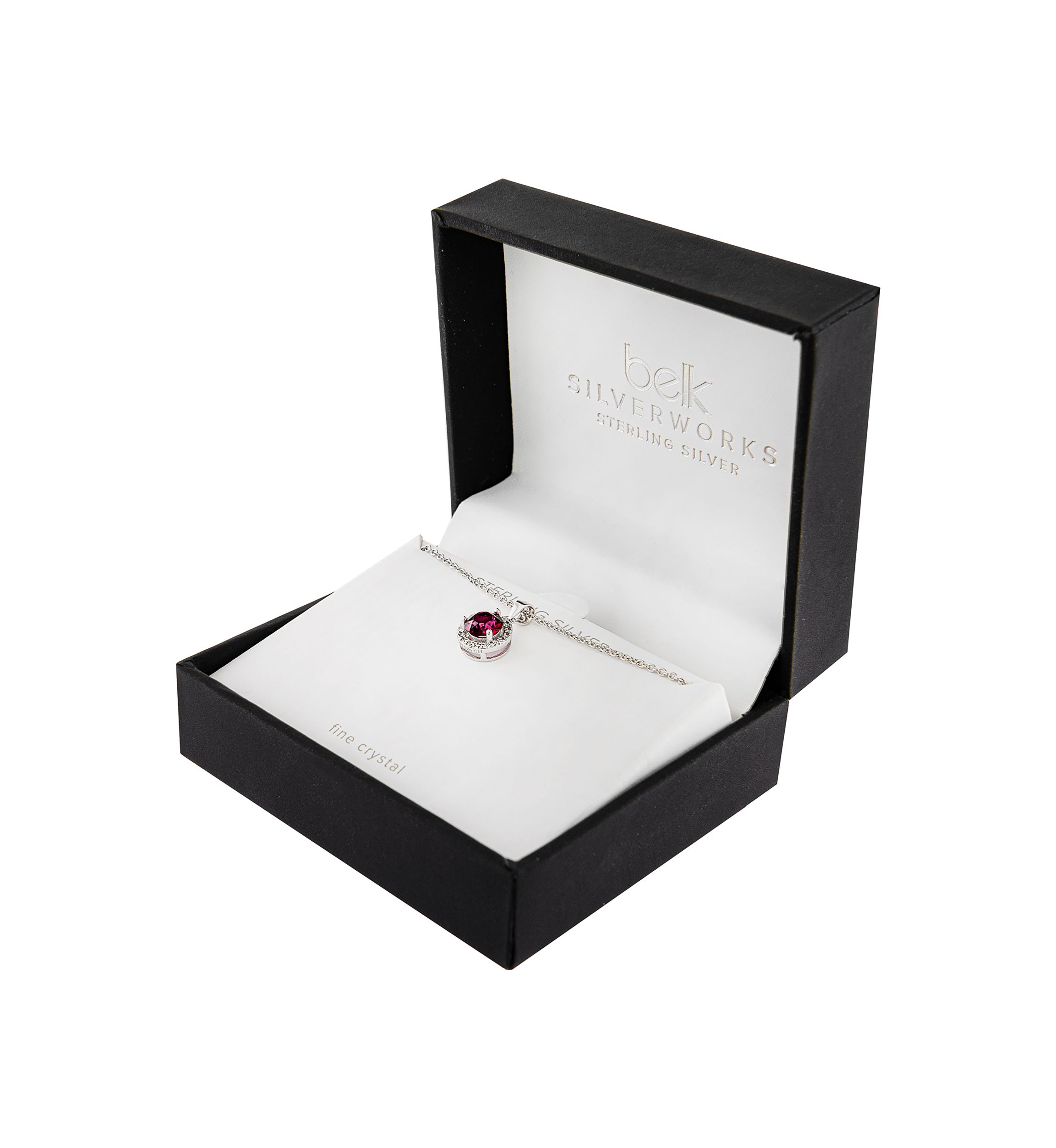  Boxed Sterling Silver 18 Inch 6 Millimeter Fine Crystal with Cubic Zirconia Halo Pendant Necklace 