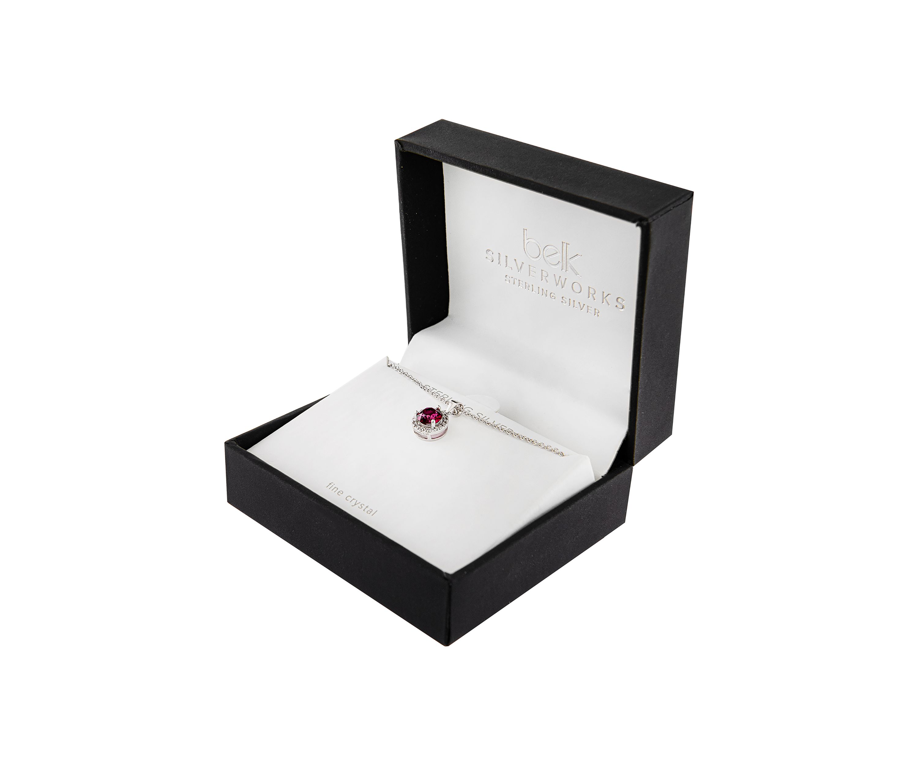  Boxed Sterling Silver 18 Inch 6 Millimeter Fine Crystal with Cubic Zirconia Halo Pendant Necklace 