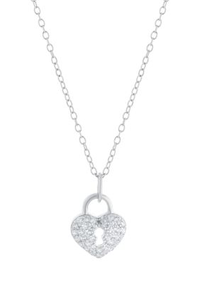 Belk Silverworks Boxed Sterling Silver Heart Cubic Zirconia Locket ...