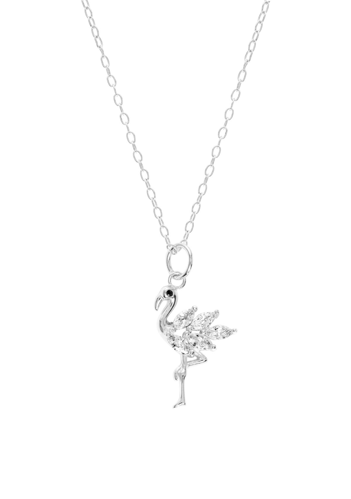 Sterling Silver Cubic Zirconia Flamingo Necklace