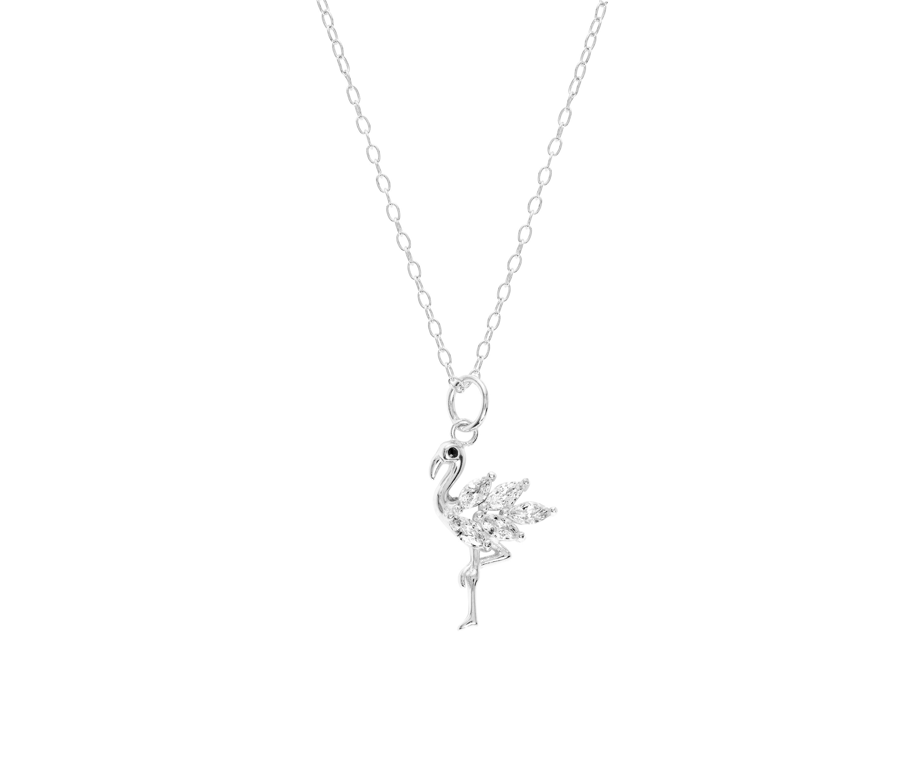 Sterling Silver Cubic Zirconia Flamingo Necklace