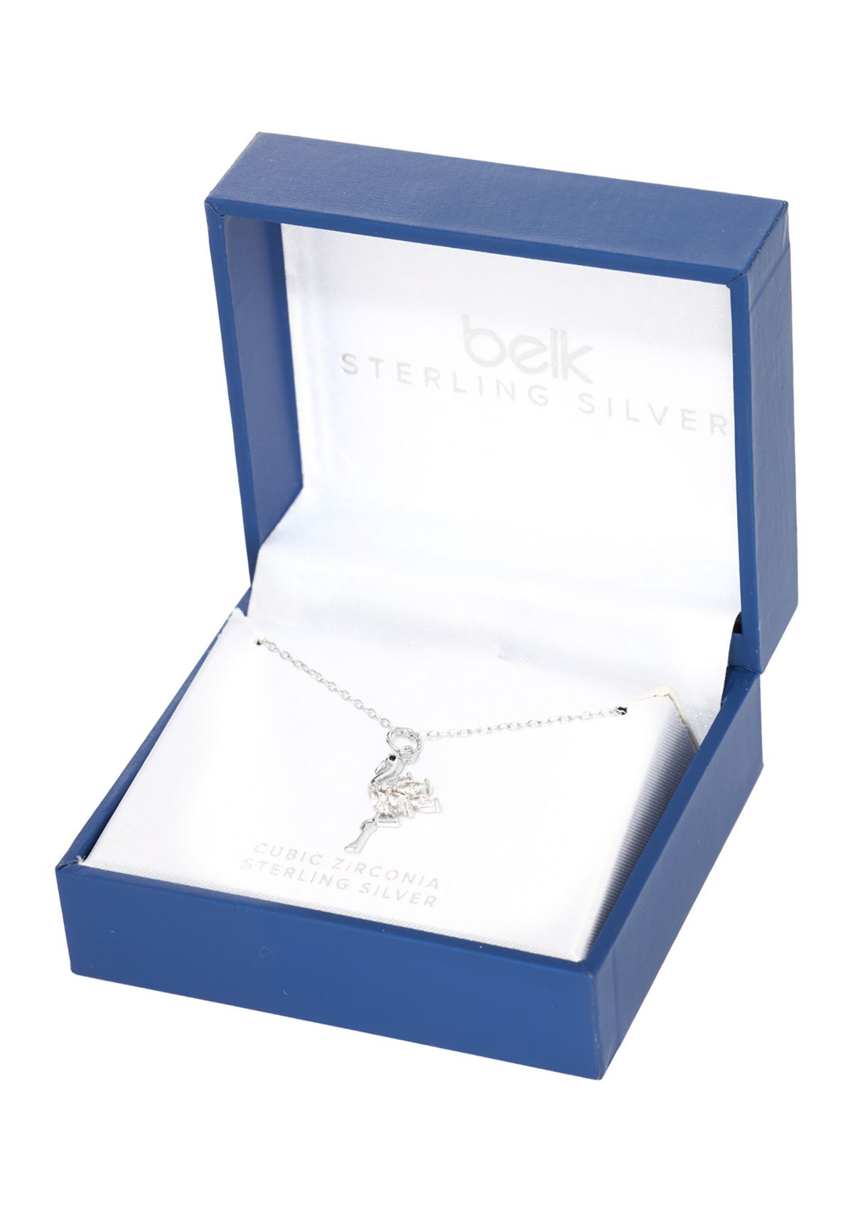 Sterling Silver Cubic Zirconia Flamingo Necklace