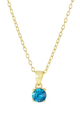 Belk Silverworks Gold Over Sterling Silver Crystal Round Pendant Necklace, Turquoise, 18 in