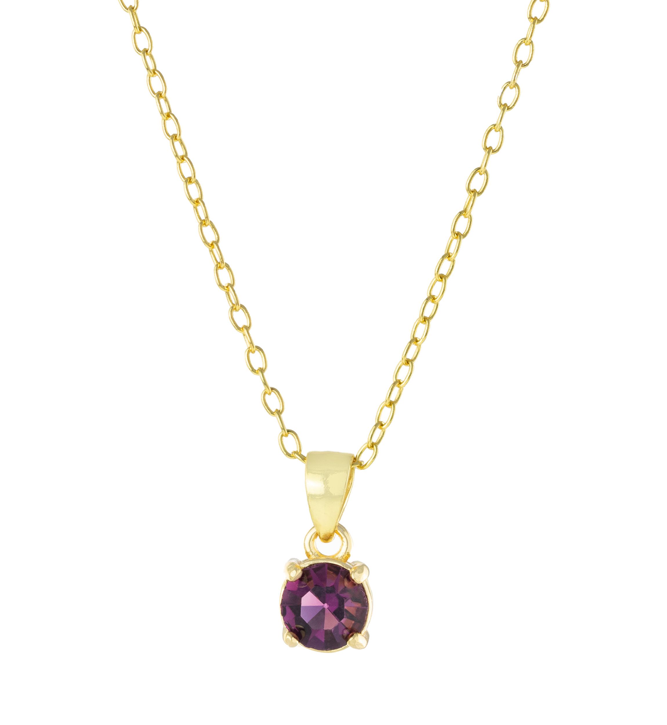 Boxed Gold Over Sterling Silver 5 Millimeter Crystal Round Pendant 18 Necklace