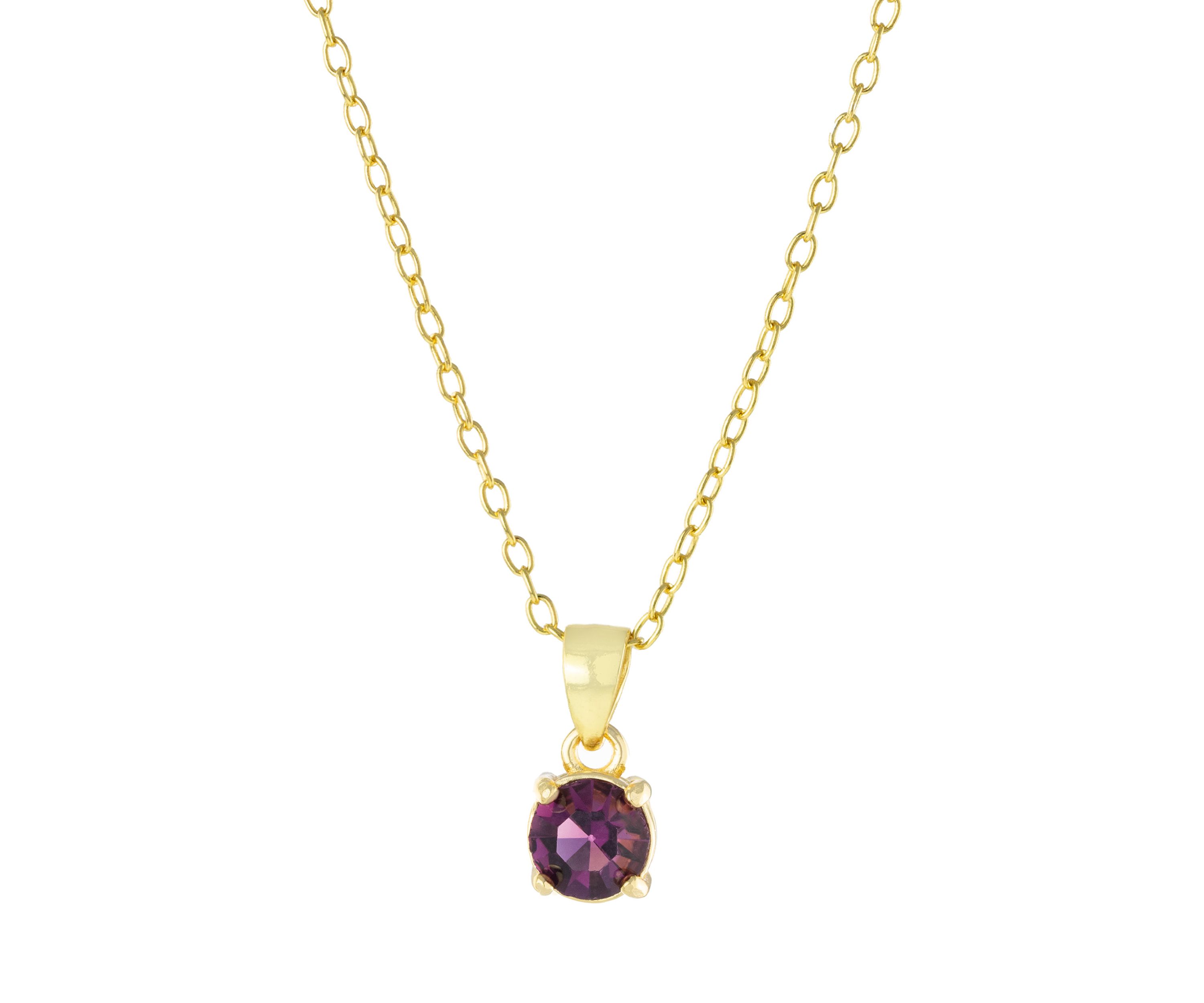 Boxed Gold Over Sterling Silver 5 Millimeter Crystal Round Pendant 18 Necklace