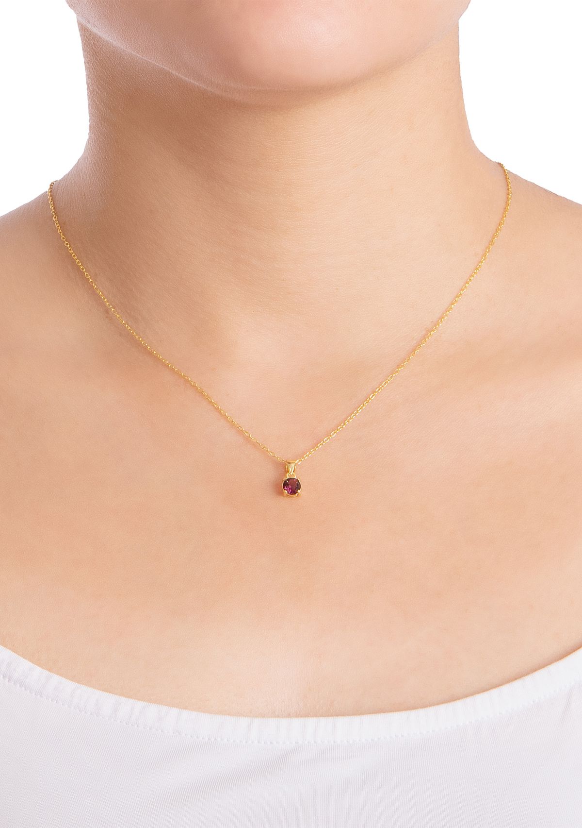 Boxed Gold Over Sterling Silver 5 Millimeter Crystal Round Pendant 18 Necklace