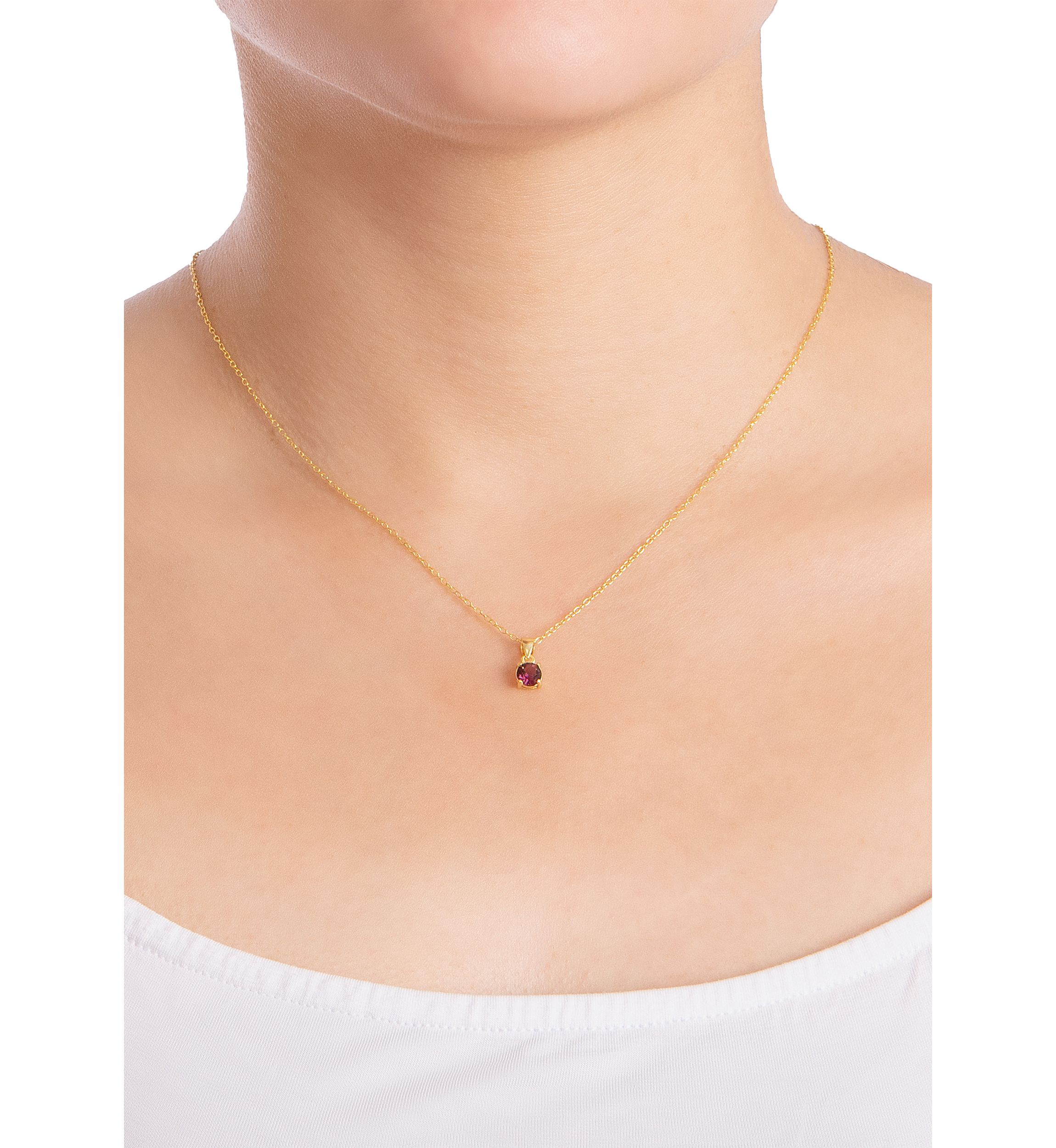 Boxed Gold Over Sterling Silver 5 Millimeter Crystal Round Pendant 18 Necklace