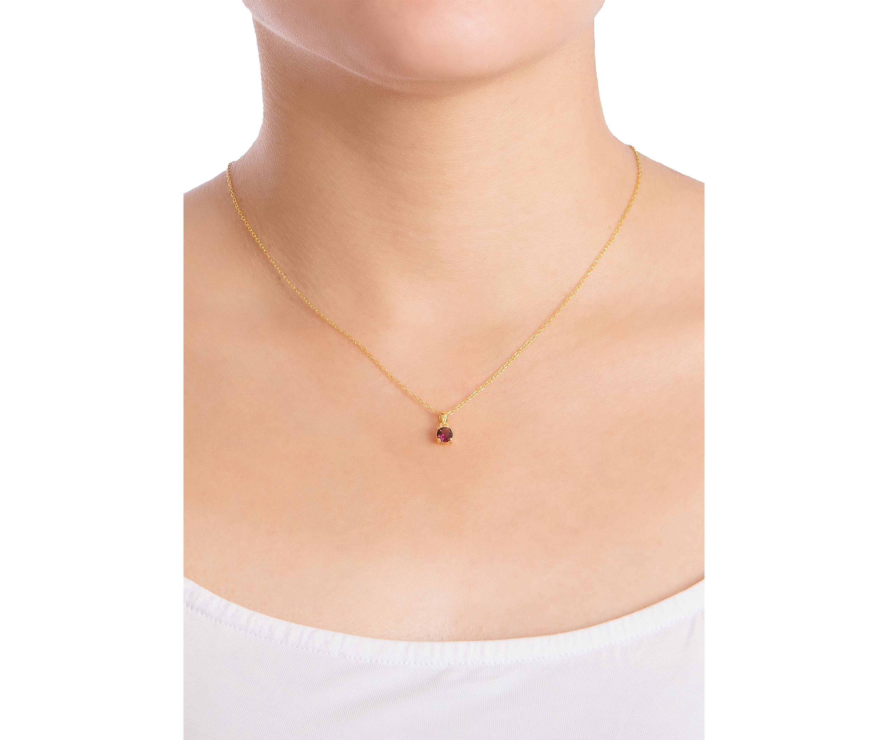 Boxed Gold Over Sterling Silver 5 Millimeter Crystal Round Pendant 18 Necklace