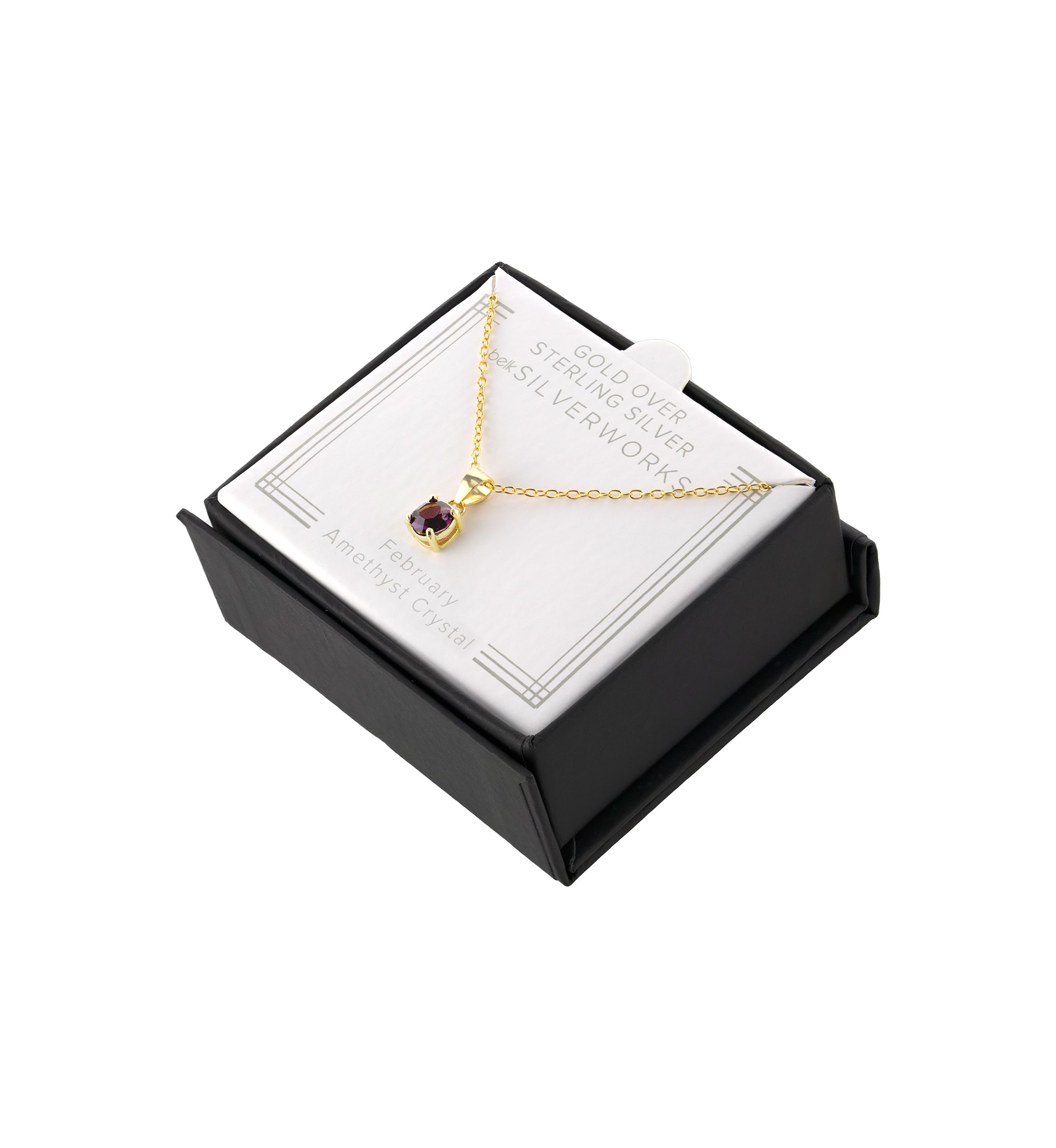Boxed Gold Over Sterling Silver 5 Millimeter Crystal Round Pendant 18 Necklace