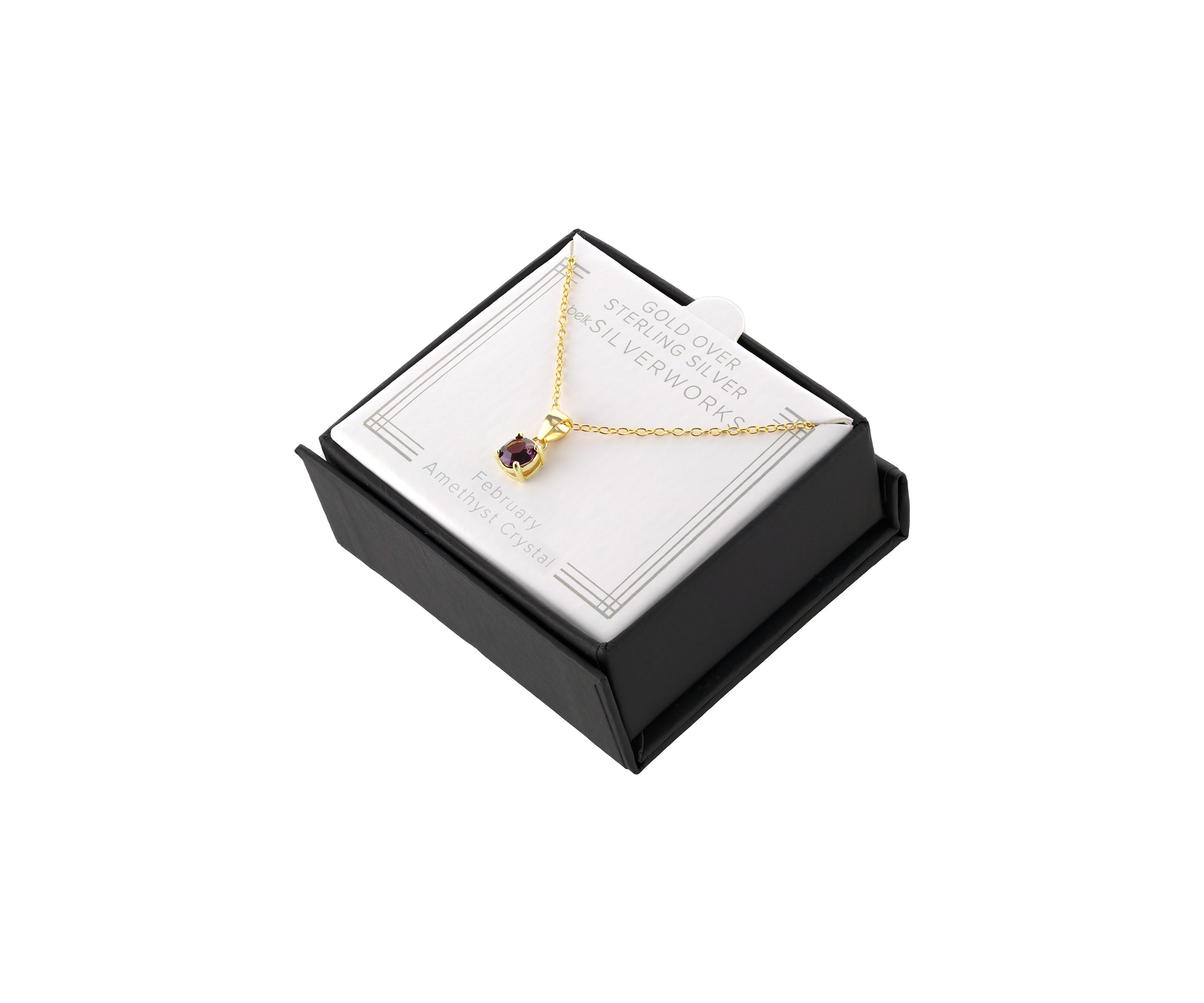 Boxed Gold Over Sterling Silver 5 Millimeter Crystal Round Pendant 18 Necklace